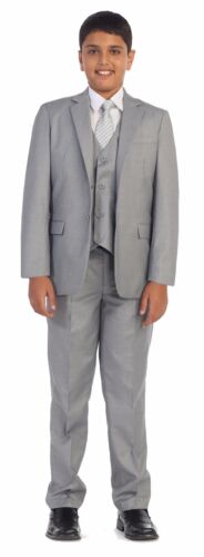 Details about   Magen Boys FORMAL light gray SLIM FIT suit 7pc set coat,vest,pant,shirt,cliptie 
