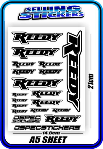 REEDY RC STICKERS DRIFT TOURING MOTOR ESC BATTERY 1//12 1//10 AE RACE BLACK WHITE