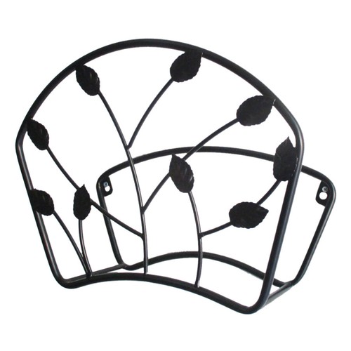 Hose Holder Reel Rack Steel Wall Mount Hanger Black w 3D Leave Garden Treasures