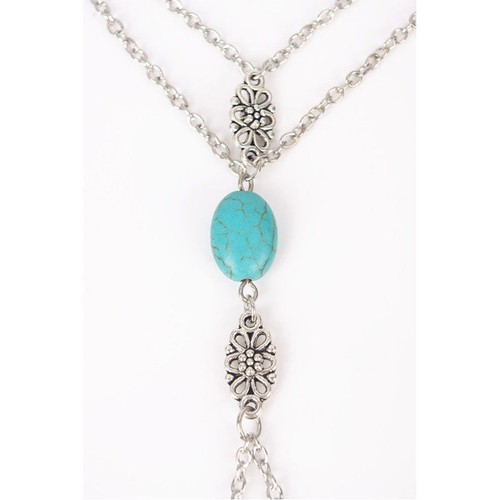 Women One Pair Boho Silver Turquoise Anklet Chain Ankle Bracelet Foot Beach