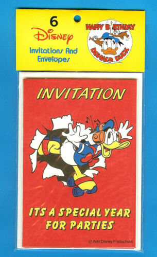 VINTAGE DISNEY DONALD DUCK PARTY INVITATIONS invites Pack of 6 