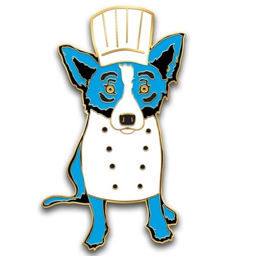 Blue Dog Chef Enamel Lapel Pin by George Rodrigue