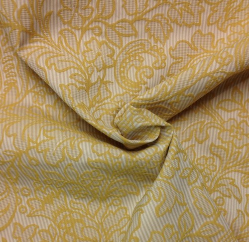 WAVERLY FLORAL STRIPE YELLOW JACQUARD FURNITURE CUSHION FABRIC BY THE YARD 55/"W