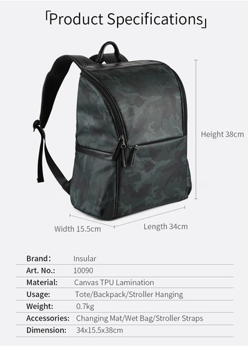 Unisex Backpack Baby Nappy Bag Mummy//Daddy Diaper bag W// Changing Pad Waterproof