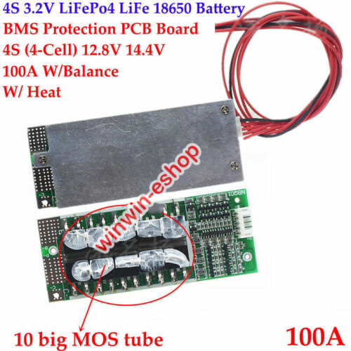show original title Details about   100a BMS PCB Protection Board 4s 12.8v W/Balance LiFePO 4 Life 18650 Battery Cell 