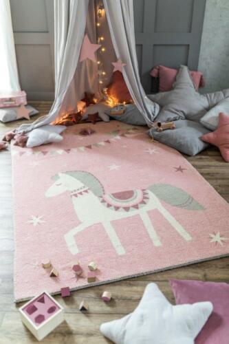 Niños alfombra alfombra Baby cuarto cuarto de la bebé Baby rosa caballo princesa