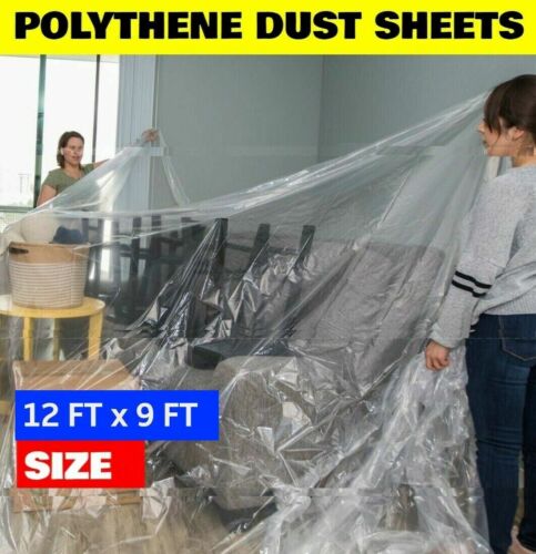 3.6mx2.7m 3 x Polythene Dust Sheets Decorating DIY Painting 12ft x 9ft 