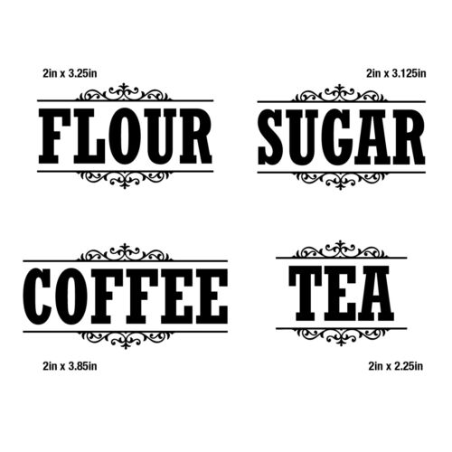 Canister Label Set Decal Stickers Kitchen Home Decor Pantry Flour Sugar Tea Jar