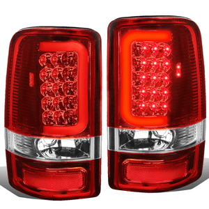 FOR 00-06 DENALI//SUBURBAN//TAHOE CHROME RED LENS HOUSING 3D LED BRAKE TAIL LIGHTS