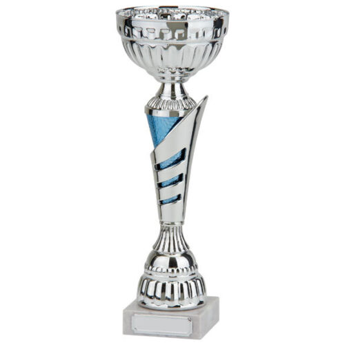 Multisport ou activité Award Vanquish Cup-Gravure Gratuite 5 tailles Argent /& Bleu