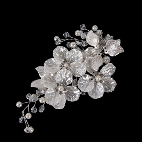 Bridal Crystal Pearl Flower Hair Clip Hair Jewelry Wedding Hair Accessory LuJJQ 