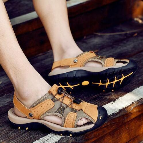 New Men/'s Casual Sandals Summer Leather Beach Outdoor Shoes Closed Toe Slippers