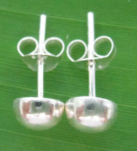 100/% 925 sterling silver 6mm half ball plain silver studs Earrings Girl Women