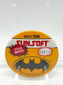 Vintage Batman Video Game Promo Pin Sunsoft 1989 Convention 3" Pinback RARE NES