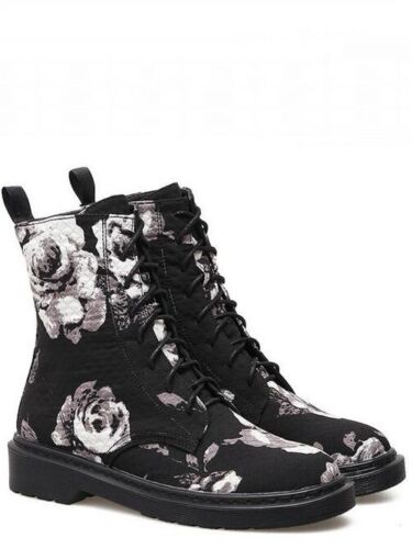 stivali stivaletti bassi scarpe anfibi 4 cm nero fiori eleganti simil pelle 9465