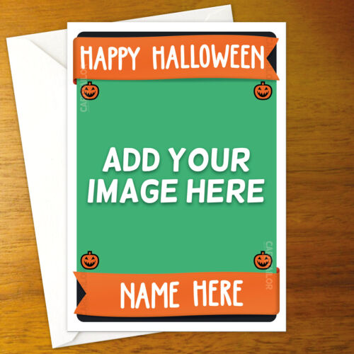 CUSTOM ADD YOUR PHOTO Personalised Halloween Card personalized holiday scary