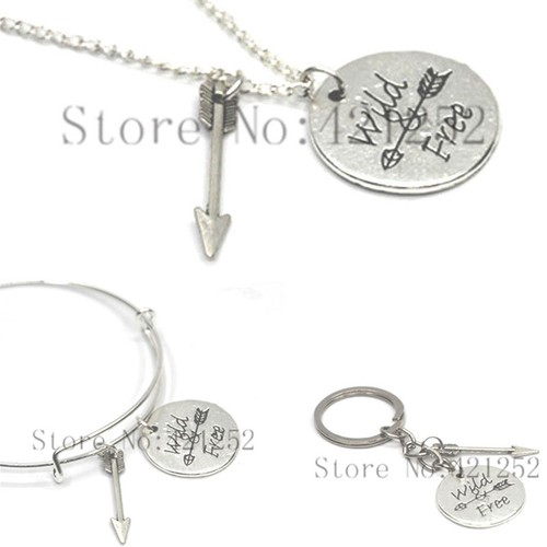 Wild And Free Collier Bracelet Charme Collier Bracelet Porte-Clés Ton Argent