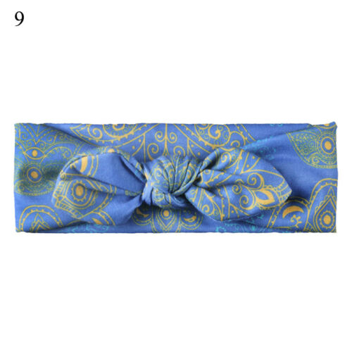 Kids Baby Cotton Headband Floral Printed Bow Wide Hairbands Comfortable Turban 