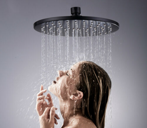 Details about / Matte Black 8 inch Round Soild Brass Shower Head Pressurized Rainfall Sprayer