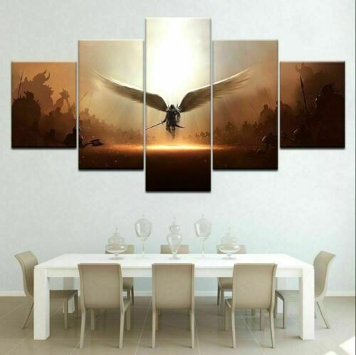 Archangel Michael Angel Sword 5 Pieces Canvas Print Poster HOME DECOR Wall Art 