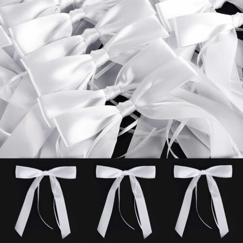 50x Antennenschleifen Weiß Brautwagen Dekoration Autoschmuck Hochzeit Schleifen 