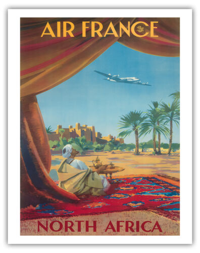 North Africa Desert Bedouin Vintage Airline Travel Art Poster Print Giclée 