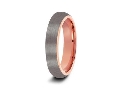 6MM Rose Gold Plated Domed Brushed Comfort Fit Tungsten Wedding Band