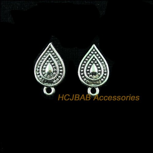 6Pcs Tibetan Silver Tone Teardrop Flower Earrings Wire Hooks Findings 10x18mm