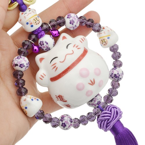 Lucky Cat Car Hanging Pendant Charm Good Luck Wealth Safety Feng Shui Multicolor
