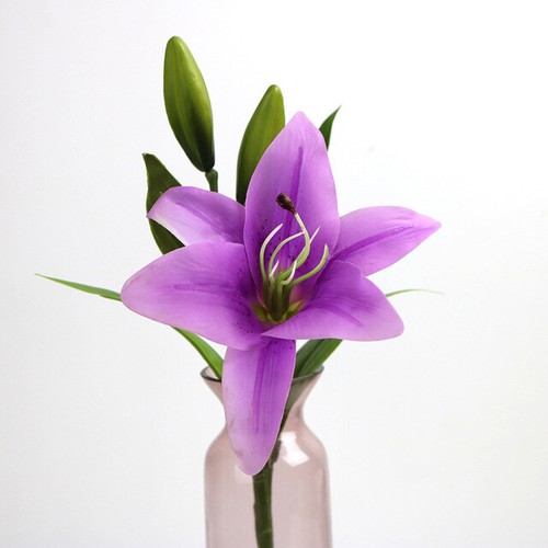 3Heads Real Touch Artificial Lily Flowers Wedding Bridal Silk Fake Bouquet Decor