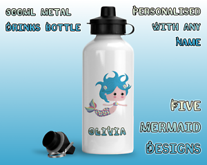 Nursery Drinks Flask School Personalised Metal Mermaid Water Bottle for Girls