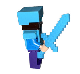 LEGO Minecraft Steve Diamond Armor Helmet Axe 21131 21118 21126 Minifigure ECU