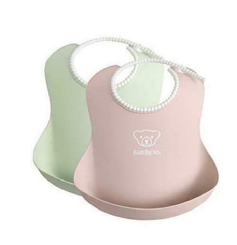 Powder Green//Pink Pack of 2 BABYBJÖRN Baby Bib