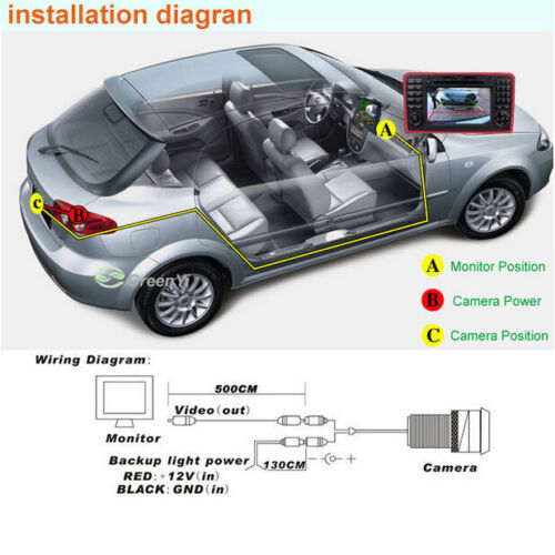 Car Rear View CCD 4 LED Night Vision Camera & 4.3" Foldable LCD Display Monitor 