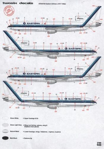 26 Decals 1//144 Lockheed L-1011 TriStar EASTERN Air Lines # STS44163