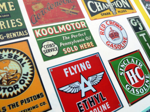Model Railway G SCALE USA GAS OIL /& MOTOR THEME SIGNS POSTERS stickers decals