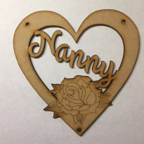 Wooden MDF laser cut Mum Mummy Nan Nanny mothers day hanging heart gift present