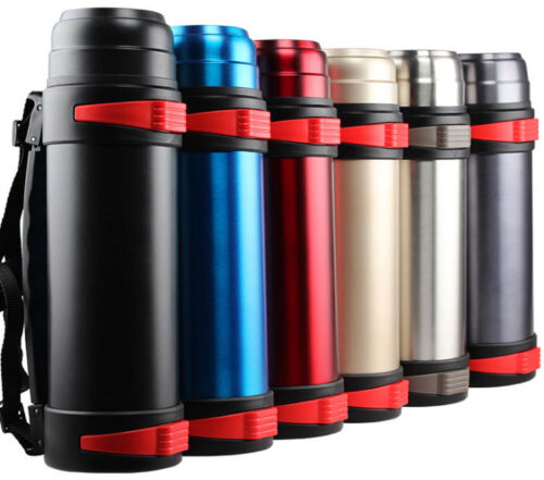 2L Stainless Steel Outdoor Thermos Travel Insulated Mug Potable Vacuum Cup 68oz 
