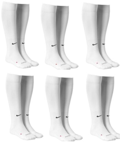 6 Pairs NIKE Dri-Fit Classic Cushioned White High Soccer Socks Men Size Medium