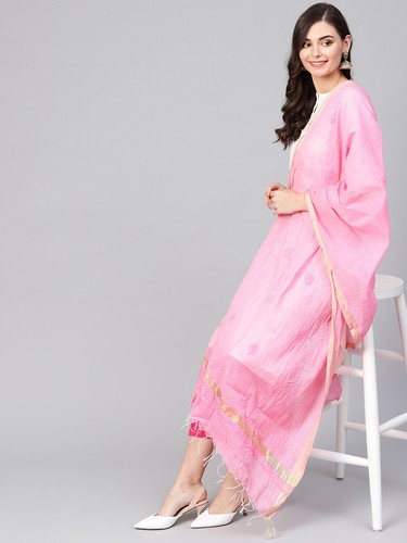 Indian Lucknawi Chikankari Dupatta Stole Scarf Handwork Embroided Ethnic Wear