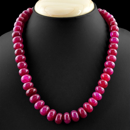 BEAUTIFUL 459.00 CTS EARTH MINED RICH RED RUBY HAND MADE ROUND BEADS NECKLACE