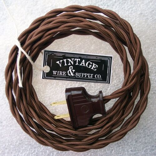 Dark Brown Cloth Covered Wire Vintage Rewire Kit Lamp Cord Fan Antique Restore