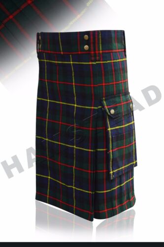 Scottish McLeod of Harris Tartan Active Men Modern Utility Fashion Pockets Kilts 