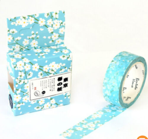 Washi Tape blue Cherry Blossom floral scrapbooking journal diary adhesive tape 