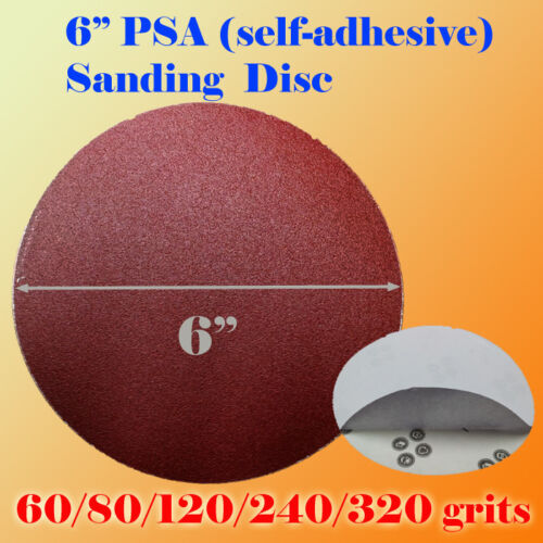 6/" PSA Self Adhesive 60//80//120//180//320g Grit Sand Disc Stick On Sanding Paper AO