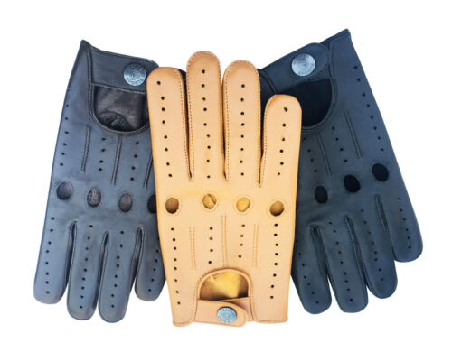 MEN/'s GENUINE TOP QUALITY LEATHER DRIVING RIDING GLOVES