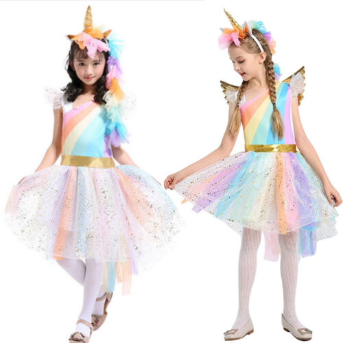 Girls Unicorn Costume Headband Halloween FANCY DRESS Up Kids Fairy Cosplay Party