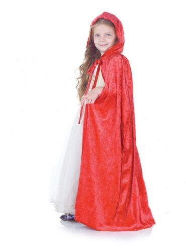 Red Panne Velvet Cape Hooded Cloak Robe Christmas Child Costume Accessory Hood 