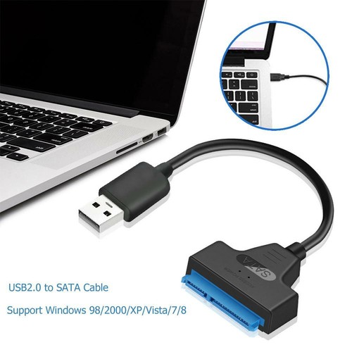 USB 2.0 to SATA 22pin Adapter Converter Cable for 2.5in HDD SSD Hard Drives #Z