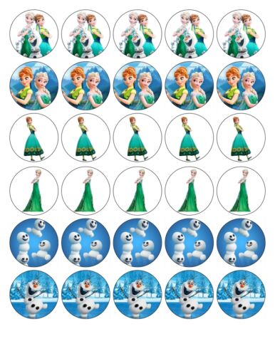 30x 4cm FROZEN FEVER EDIBLE WAFER//FONDANT PAPER CUPCAKE TOPPERS